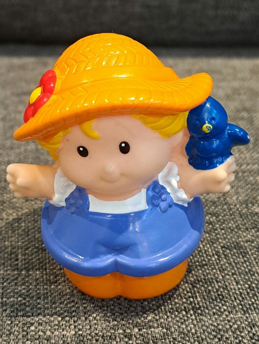 Little People Farm Girl Blue Bird Woven Straw Hat - Fisher Price 2001